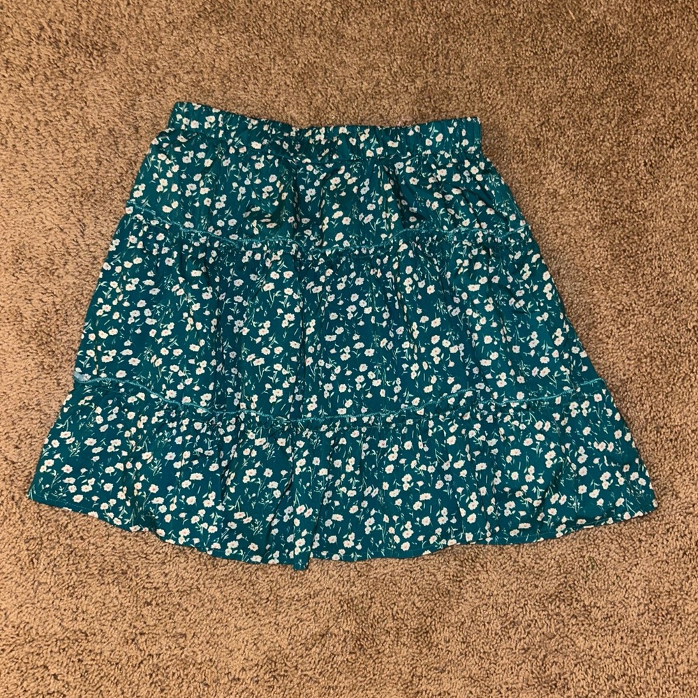 Green floral skirt